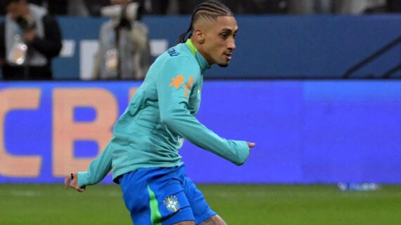Raphinha, atacante da Seleção Brasileira (foto: NELSON ALMEIDA / AFP)